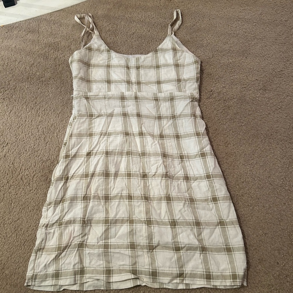 Forever 21 Plaid Mini Dress in Beige and White